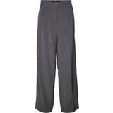 Dame - L30 Bukser Vero Moda Troian Mid Waist Trousers - Grey Pinstripe