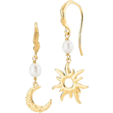Sistie Smykker Sistie Universe Sun And Moon Earrings - Gold/Pearls