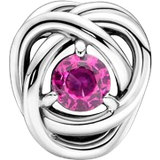 Pandora October Birthstone Eternity Circle Charm - Silver/Pink