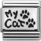 Rustfrit stål Charms & Vedhæng Nomination Composable Classic Link My Cat Charm - Silver/Black