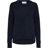 Alpaka - Ballonærmer - Blå Tøj Selected Lulu Knit Sweater - Dark Sapphire