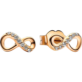 Pandora Guldbelagt - Ørestikkere Øreringe Pandora Sparkling Infinity Stud Earrings - Gold/Transparent