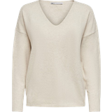 Dame - V-udskæring Sweatere Only Rica V-Neck Knitted Pullover - Grey/Birch