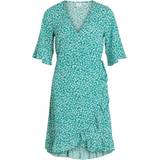 Vila Elastan/Lycra/Spandex - Grøn Tøj Vila Caia Short Sleeve Wrap Dress - Alhambra