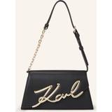 Karl Lagerfeld Sort Tasker Karl Lagerfeld K/signature Medium Shoulder Bag, Woman, Black/Gold, Size: One size One size