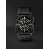 Bell & Ross Diamanter Ure Bell & Ross BR 03-92 Radiocompass Limited Edition Automatic 42mm Ceramic and Rubber Watch, Ref. No. BR0392-RCO-CE/SRB Men Black