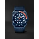 Bell & Ross Grå Ure Bell & Ross BR 03-92 Diver Tara Limited Edition Automatic 42mm Ceramic and Rubber Watch, Ref. No. BR0392-D-TR-CE/SRB Men Blue