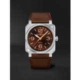 Bell & Ross Kronografer Ure Bell & Ross BR 03 Golden Heritage Automatic 41mm and Leather Watch, Ref. No. BR03A-GH-ST/SCA Men Brown