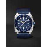 Bell & Ross Kronografer Ure Bell & Ross BR 03-92 Diver Blue Automatic 42mm and Rubber Watch, Ref. No. BR0392-D-BU-ST/SRB Men Blue