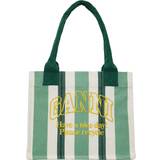 Ganni Tote Bag & Shopper tasker Ganni Green Large Striped Canvas Tote 807 Juniper UNI
