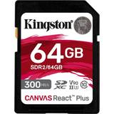 64 GB - SDXC - USB 3.0/3.1 (Gen 1) Hukommelseskort Kingston Canvas React Plus SDXC Class 10 UHS-II U3 ​​V90 300/260MB/s 64GB