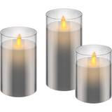 Grå Lysestager, Lys & Dufte Wentronic Moving Flame Grey LED-lys 15cm 3stk