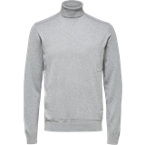 Polokrave - Slim Overdele Selected Long Sleeve Roll Neck Sweater - Medium Grey Melange