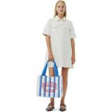 Ganni Blå Håndtasker Ganni Large Easy Shopper Stripes Dark Blue