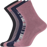 Dame - Multifarvet Undertøj Copenhagen Bamboo Socks in Mauve and Stripe Mix 5-packs - The Stripe