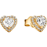 Pandora Guld Smykker Pandora Sparkling Elevated Heart Stud Earrings - Gold/Transparent