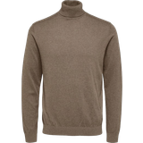 Herre - Striktrøjer Sweatere Selected Long Sleeve Polo Sweater - Teak