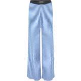 Blå - Jersey Tøj Mads Nørgaard 2x2 Cotton Stripe Veran Pants - Surf The Web/Vanilla