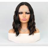Beige Extensions & Parykker Shein T-Part Lace Frontal Wigs 13*4.5*1 Pre-Plucked Hairline Heat Curly Water Wave