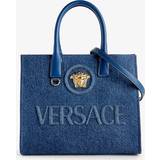 Versace Denim Tasker Versace Womens Navy Blue Gold Medusa Cotton Tote bag