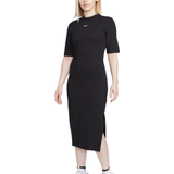 Kort ærme - Midikjoler - Nylon Nike Sportswear Essential Women's Tight Midi Dress - Black/White