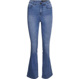 Noisy May Dame - W32 Jeans Noisy May Nmsallie High Waisted Flared Jeans - Light Blue Denim
