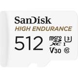 SanDisk 512 GB - microSDXC Hukommelseskort SanDisk High Endurance microSDXC Class 10 UHS-I U3 V30 100/40MB/s 512GB +Adapter