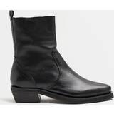 River Island Blokhæl Sko River Island Womens Black Leather Western Ankle Boots
