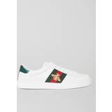 Gucci 5,5 Sko Gucci Ace Faux Watersnake-Trimmed Embroidered Leather Sneakers Men White