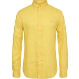 Gul - Hør - Kort ærme Tøj Polo Ralph Lauren Slim Fit Button Down Shirt Sunfish Yellow