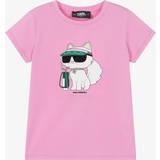 Børnetøj Karl Lagerfeld Kids Teen Girls Pink Choupette Cotton T-Shirt