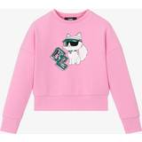 Børnetøj Karl Lagerfeld Kids Girls Pink Choupette Sequin Sweatshirt