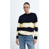 Mango Ballonærmer - Blå Tøj Mango Striped Knit Sweater Kvinde Sweaters Plus hos Magasin Navy