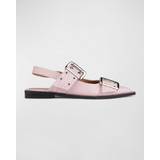Dame Sko Ganni Light Pink Feminine Buckle Ballerinas Shoes in Chalk Pink Responsible Polyester/Polyurethane/Recycled Leather Women's