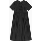 Ganni Ballonærmer - Sort Tøj Ganni F9199 Cotton Poplin Long Tie String Dress Black