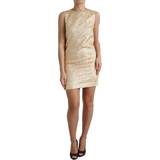 One Size - Polyester Kjoler Dolce & Gabbana Metallic Floral Jacquard A-line Mini Dress Beige