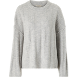 Gina Tricot Wide Rib Knitted Sweater - Lt Grey Melange