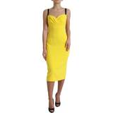 Gul - M - Polyester Kjoler Dolce & Gabbana Yellow Polyester Sleeveless Bodycon Midi Dress IT42