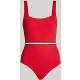 Tommy Hilfiger Dame Badedragter Tommy Hilfiger Global Stripe Square Neck One-Piece Swimsuit PRIMARY RED