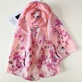 Blomstrede - Pink Tilbehør Shein 1pc Ladies' Chiffon Flower Printed Fashion Scarf Suitable For Four Seasons Daily Use