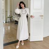 Hør - Lange ærmer Kjoler Shein Women'S Embroidered Patchwork Lantern Sleeve Dress