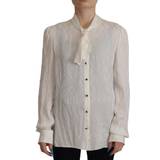 Dolce & Gabbana White Long Sleeves Ascot Collar Blouse IT44