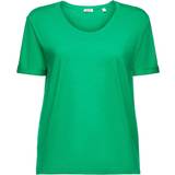 Esprit Grøn - Slim Tøj Esprit T-Shirt mit Slub-Struktur und U-Ausschnitt