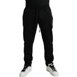 Dolce & Gabbana Peplum Tøj Dolce & Gabbana Black Cotton Logo Jogger Men Sweatpants Pants IT54