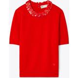 Tory Burch Cashmere Tøj Tory Burch Sequined wool and cashmere sweater red