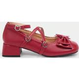 8,5 - Høj hæl Højhælede sko Shein Women'S Mary Jane Shoes With Bowknot, Chunky Heel, Ankle Strap And Buckle, Fashionable High-Heeled Pumps With Shallow Mouth, Red