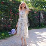 Beige - Lange kjoler Shein Floral Print Halterneck Open Back Maxi Dress