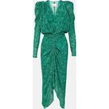 Isabel Marant Grøn Kjoler Isabel Marant puff-sleeve velvet midi dress green