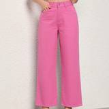 Dame - Pink Jeans Shein Women's Solid Color Straight Jeans With Concealed Zipper