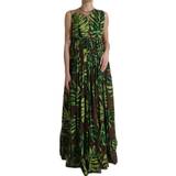 Grøn - Silke Kjoler Dolce & Gabbana Green Leaf Sleeveless Long Maxi Dress IT40